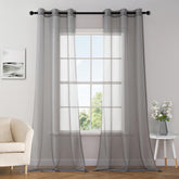Elegant Lightweight Grommet Light Filtering Window Solid Color Sheer Curtains Grey 54Wx84L